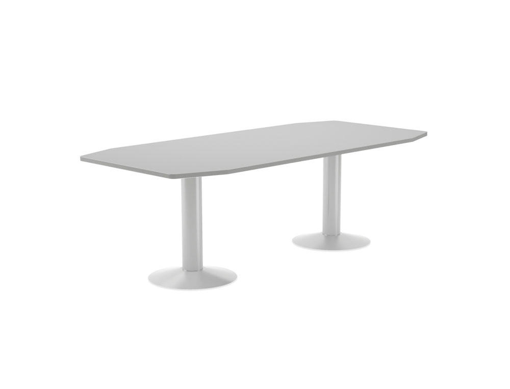 ROCADA - MESA DE REUNION MEETING ESTRUCTURA COLUMNA DOBLE ACERO BLANCO TABLERO MADERA GRIS (Ref.3003ATW02)