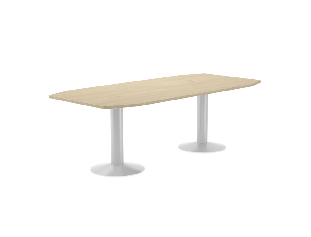 ROCADA - MESA DE REUNION MEETING ESTRUCTURA COLUMNA DOBLE ACERO BLANCO TABLERO MADERA HAYA (Ref.3003ATW01)