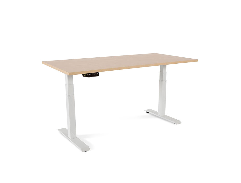 ROCADA - Mesa regulable en altura electricamente hasta 129 cm estructura de acero tablero 160 cm color haya (Ref. 2002XCR01)