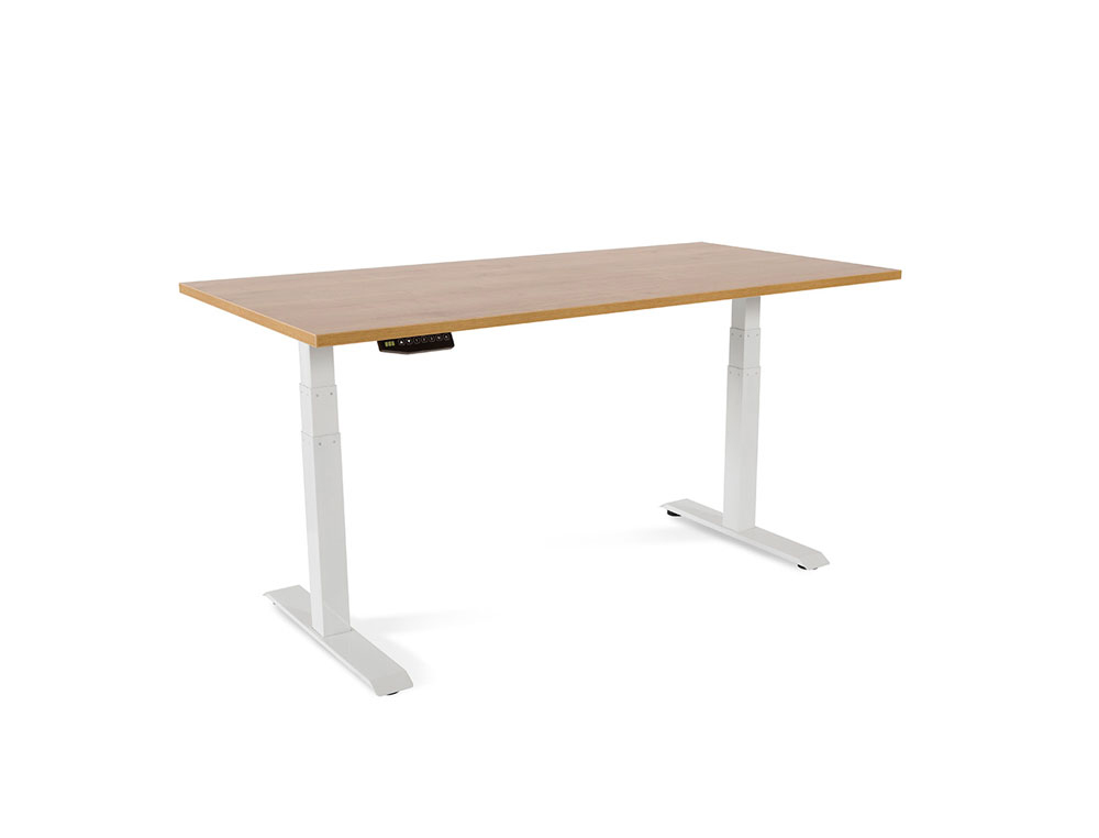 ROCADA - Mesa regulable en altura electricamente hasta 129 cm estructura de acero tablero 160 cm color roble (Ref. 2002XCR08)