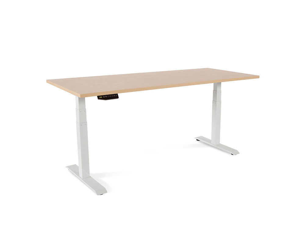 ROCADA - Mesa regulable en altura electricamente hasta 129 cm estructura de acero tablero 180 cm color haya (Ref. 2003XCR01)