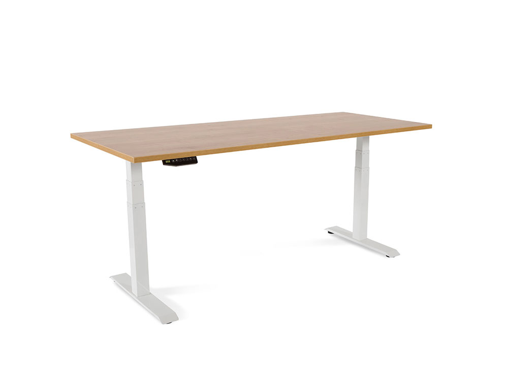 ROCADA - Mesa regulable en altura electricamente hasta 129 cm estructura de acero tablero 180 cm color roble (Ref. 2003XCR08)