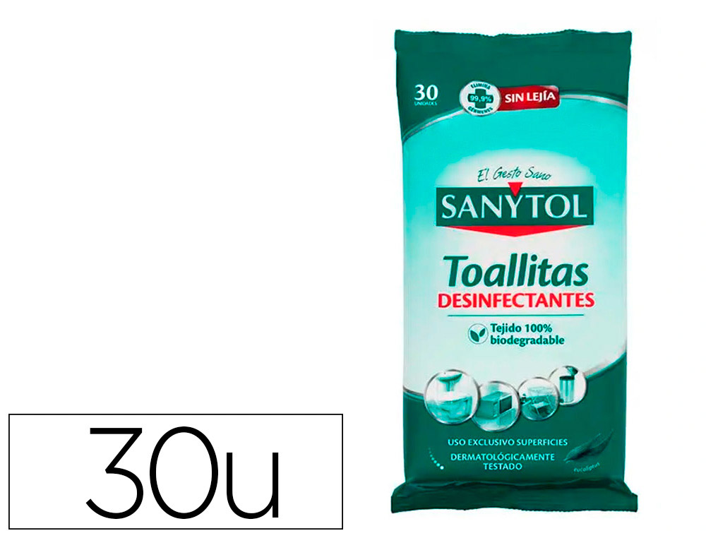 SANYTOL - Toallita desinfectante biodegradable paquete de 30 unidades (Ref. 83613)