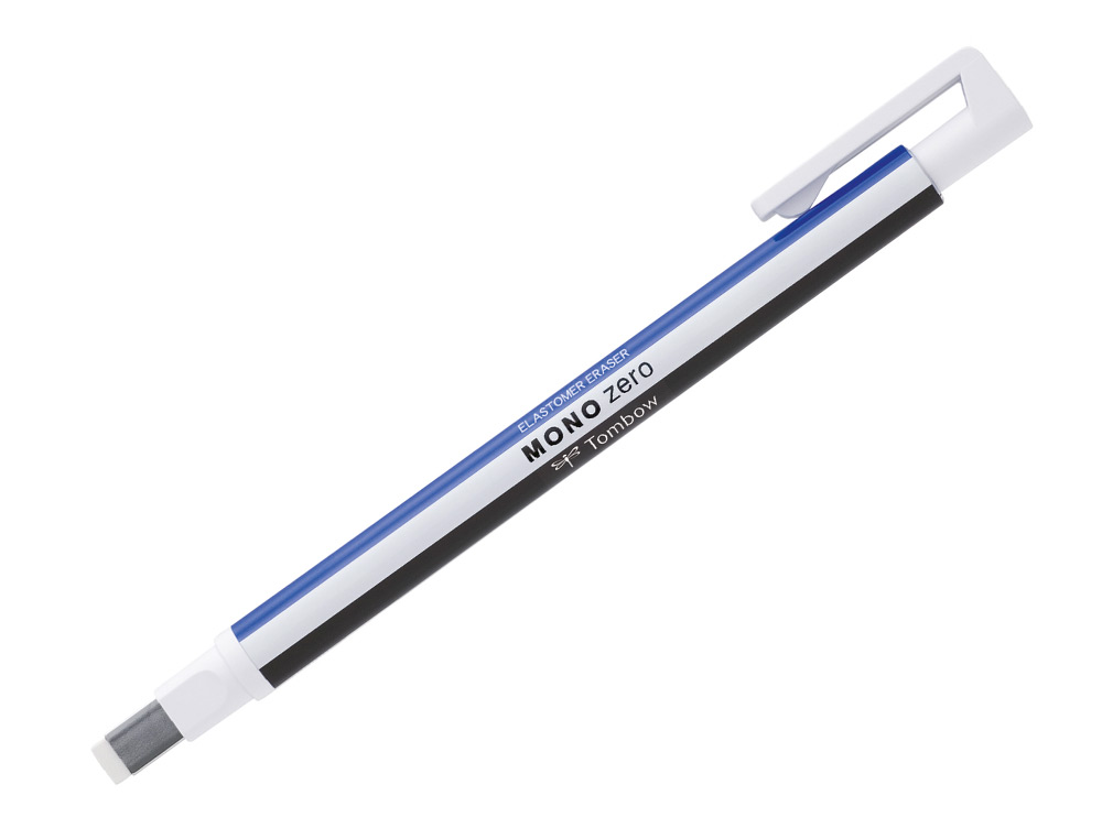 TOMBOW - MONO ZERO LÁPIZ BORRADOR DE PRECISIÓN PUNTA 2,5X5MM RECTANGULAR CUERPO BLANCO/AZUL/NEGRO (Ref.EH-KUS)