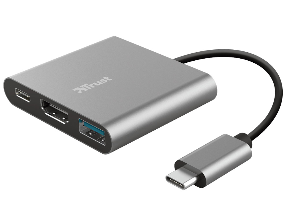 TRUST - Adaptador dalyx 3 en 1 multipuerto usb-c / usb-a usb-c hdmi 2.0 color aluminio (Ref. 23772)