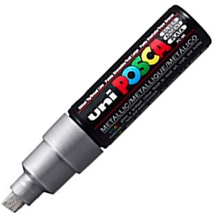 UNI-BALL - MARCADOR T.OPACA NO PERM. UNI POSCA 8,0 (PC-8K) PLATA METALICO (Ref.113613000)