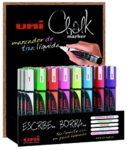 UNI-BALL - MARCADOR TIZA LIQUIDA CHALK MARKER PWE-5M 1,8-2,5 mm EXPOSITOR de 36 (Ref.182634541)