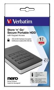 VERBATIM - DISCO DURO PORTÁTIL STORE 'N' GO, USB 3.1, 1 TB CON TECLADO (Incluye Canon LPI de 6,45 €) (Ref.53401)