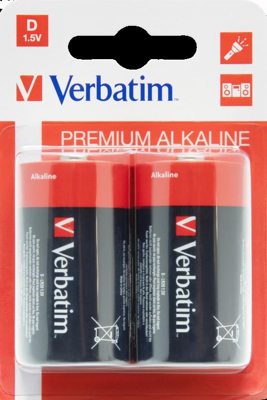 VERBATIM - PILAS ALCALINAS D - LR20 - PACK 2 UDS (Ref.49923)