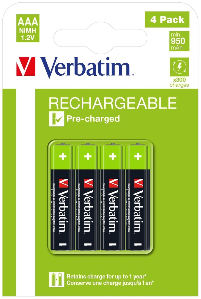 VERBATIM - PILAS ALCALINAS RECARGABLES AAA - LR03 - (PACK 4 UDS) (Ref.49514)