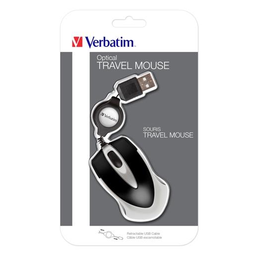 VERBATIM - RATÓN OPTICO DE VIAJE GO MINI. DISEÑO ULTRAPORTÁTIL. CABLE USB RETRÁCTIL. COLOR NEGRO (Ref.49020)