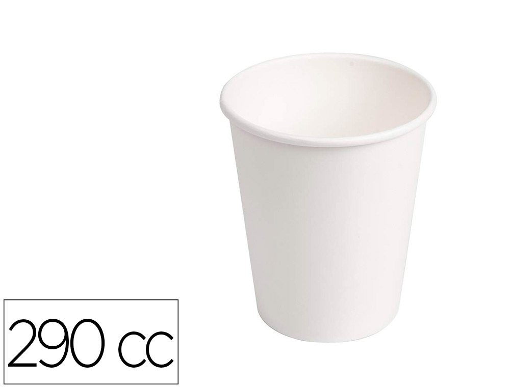 Vaso de carton biodegradable blanco 290 cc paquete de 50 unidades (Ref. 102624)