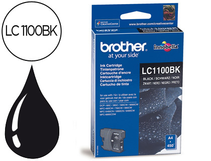 BROTHER - Cartuchos ORIGINALES Inyección De Tinta Negro (Ref.LC1100BK)