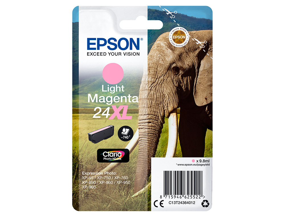 EPSON - cartucho inkjet magenta claro CLARIA PHOTO 24XL 740P XP-55/7XX/8XX/9XX (Ref.C13T24364012)