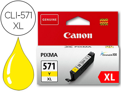 CANON - Cartuchos ORIGINALES Inyección De Tinta amarillo CLI-571XLY PIXMA MG57XX/MG68XX/MG77XX (Ref.0334C001)