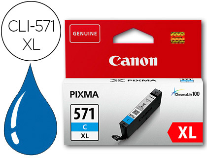 CANON - Cartuchos ORIGINALES Inyección De Tinta cián CLI-571XLC PIXMA MG57XX/MG68XX/MG77XX (Ref.0332C001)