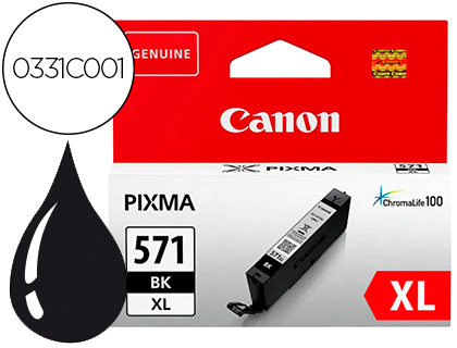 CANON - Cartuchos ORIGINALES Inyección De Tinta negro CLI-571XLBK PIXMA MG5700/MG68XX/MG77XX (Ref.0331C001)