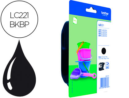 BROTHER - Cartuchos ORIGINALES Inyección De Tinta negra 260 pág.A4 (Ref.LC221BKBP)