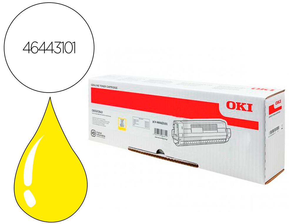 HP ( HEWLETT PACKARD ) - Toner oki laser 46443101 c833 / c843 amarillo 10000 paginas (Ref. 46443101)