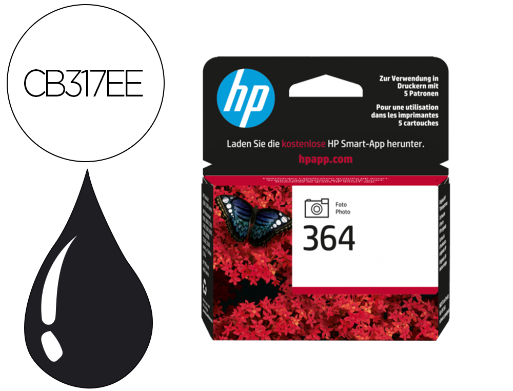 HP ( HEWLETT PACKARD ) - Cartuchos ORIGINALES Inyección De Tinta 364 Negro foto (Ref.CB317EE#ABE)
