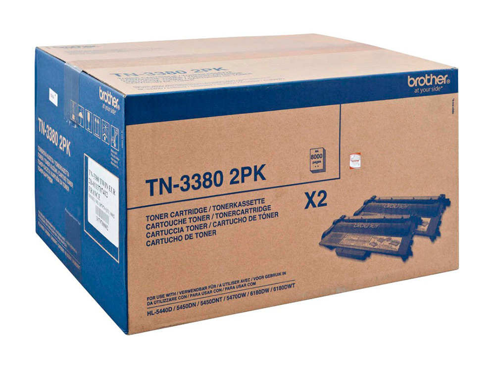BROTHER - Toner Laser ORIGINALES DCP8250DN/MFC8510DN/MFC8520 Negro (Ref.TN3380TWIN)