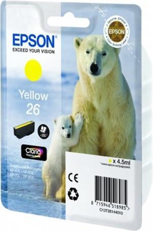 EPSON - cartucho inkjet amarillo CLARIA PREMIUM 26 300P XP-5XX/6XX/7XX/8XX (Ref.C13T26144012)