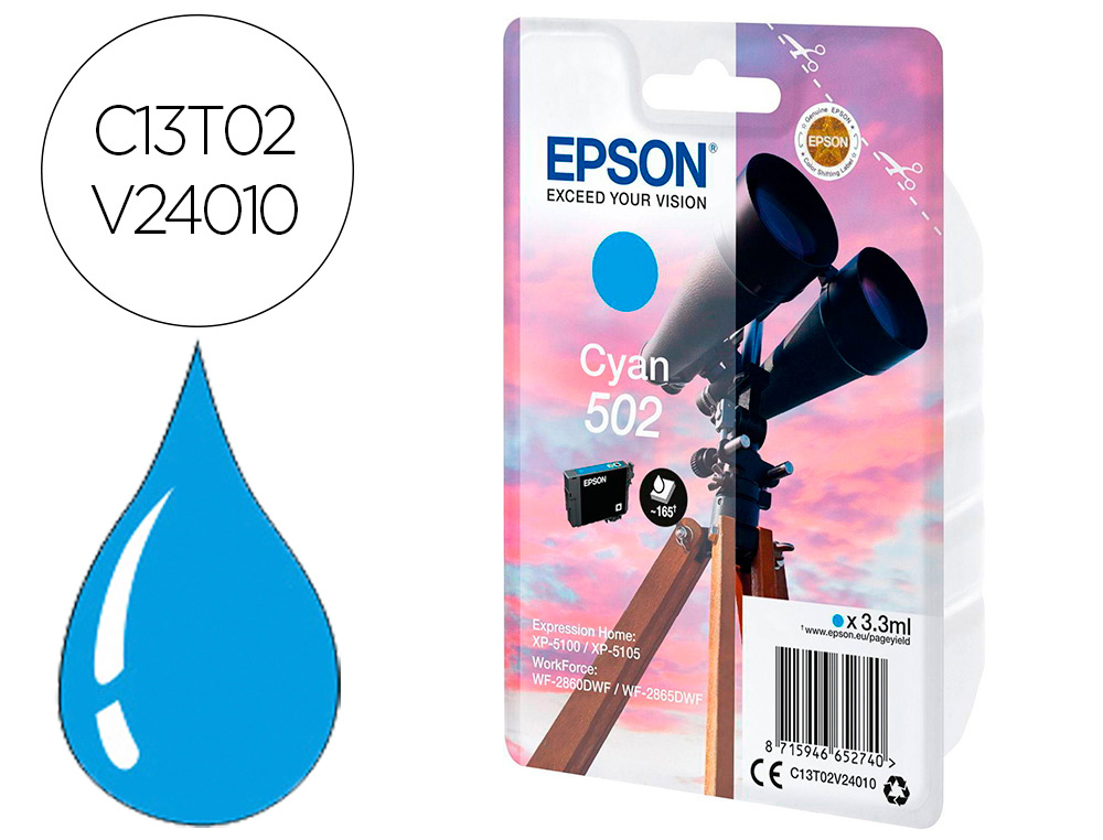 EPSON - Ink-jet singlepack cian 502 ink (Ref. C13T02V24010)