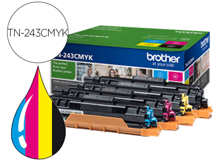 BROTHER - Toner Laser ORIGINALES TN-243CMYK MULTIPACK (Negro-Cian-Magenta-Amarillo) DCP-l3510cdw/HL-l3270cdw/MFC-l3710cw 1.000pg (Ref.TN243CMYK)