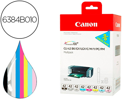 CANON - Cartuchos ORIGINALES Inyección De Tinta 42 8 Colores Pack 8 (Ref.6384B010)