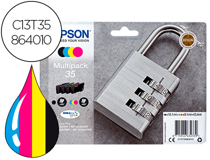 EPSON - Ink-jet 35 t3586 pro wf-4720dwf / 4725dwf / 4730dtwf / 4740dtwf multipack negro amarillo cian magenta (Ref. C13T35864010)