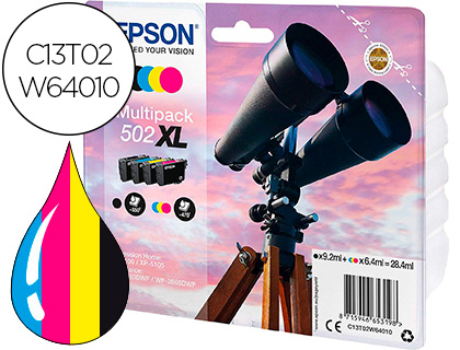 EPSON - Ink-jet 502 xl xp-5105 multipack negro amarillo cian y magenta (Ref. C13T02W64010)