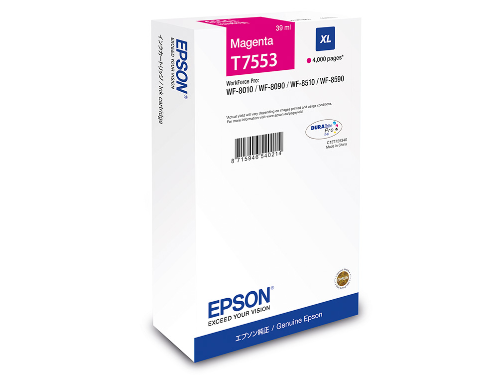 EPSON - Cartuchos ORIGINALES Inyección De Tinta T7554XL MAGENTA (Ref.C13T755340)