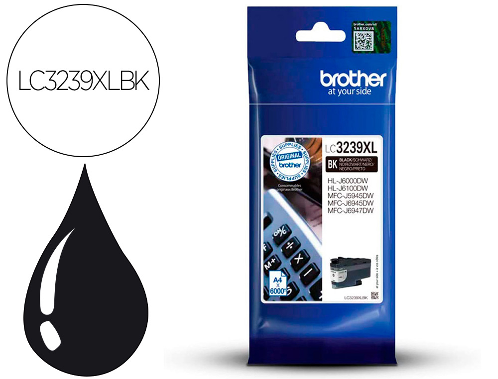 BROTHER - Ink-jet lc3239xlbk mfc-j6945dw / mfc-j5945dw / hl-j6000dw negro 6000 paginas (Ref. LC3239XLBK)