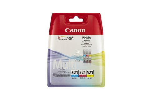 CANON - Cartuchos ORIGINALES Inyección De Tinta CLI-521 Cyan/magenta/Amarillo (Ref.2934B010)