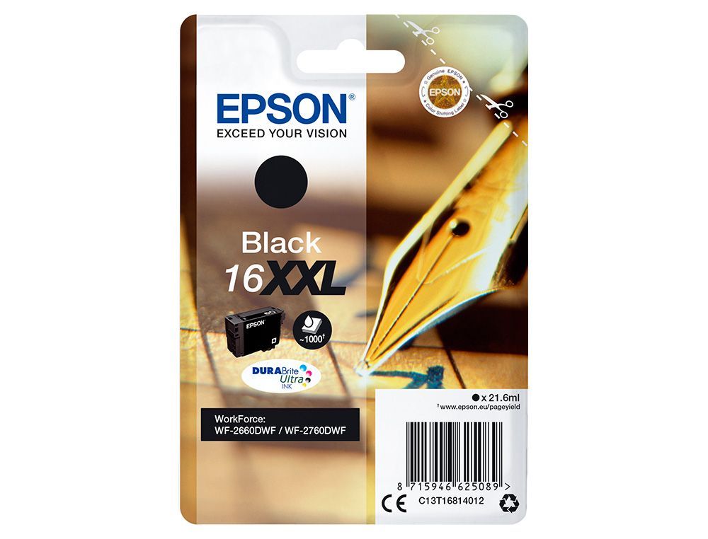EPSON - cartucho inyección negro 16XXL WF-2660DWF (Ref.C13T16814012)