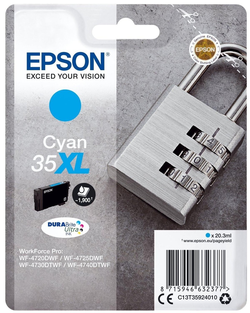 EPSON - Ink-jet singlepack cian 35xl durabrite ultra ink (Ref. C13T35924010)
