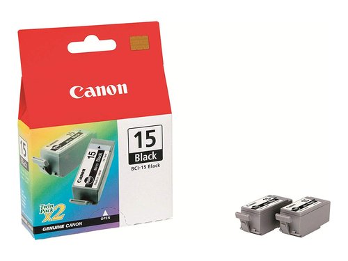 CANON - Cartuchos ORIGINALES Inyección De Tinta BCI-15BK Negro Pack de 2 (Ref.8190A002)