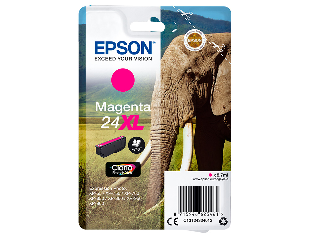 EPSON - cartucho inkjet magenta CLARIA PHOTO 24XL 740P XP-55/7XX/8XX/9XX (Ref.C13T24334012)