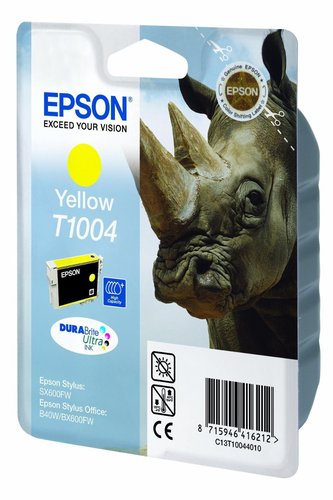 EPSON - Cartuchos ORIGINALES Inyección De Tinta STYLUS T1004 AMARILLO SX515W / 600FW / 610FW / OFFICE B40W / BX600FW / 610FW (Ref.C13T10044010)