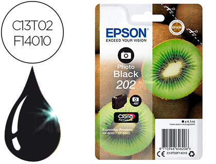 EPSON - Ink-jet 202 xp-6000 / xp-6005 / xp-6100 / xp-6105 photo negro 400 pag (Ref. C13T02F14010)