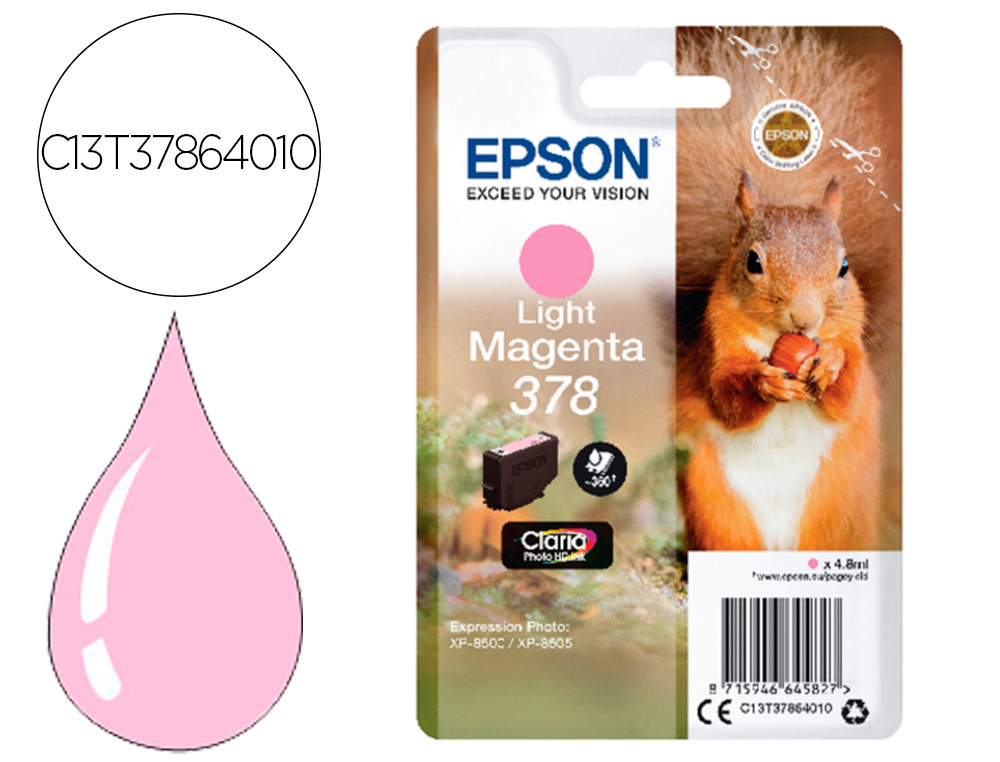 EPSON - Ink-jet 378 expression home xp-8605 / 8606 / xp-15000 / xp-8500 / 8505 magenta claro 360 pag (Ref. C13T37864010)