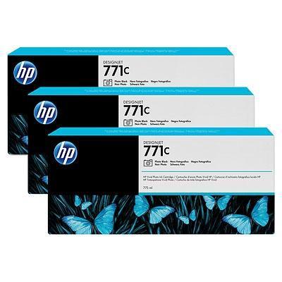 HP ( HEWLETT PACKARD ) - Cartuchos ORIGINALES Inyección De Tinta 771C Negro Pack 3 (Ref.B6Y37A)