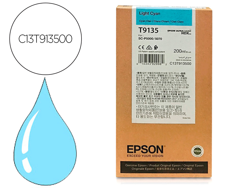 EPSON - Ink-jet t9135 light cian ink 200ml (Ref. C13T913500)