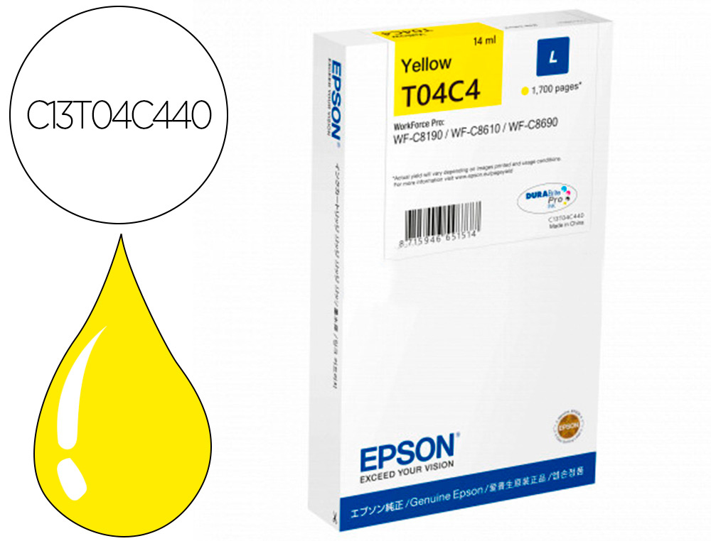 EPSON - Ink-jet t04c4 amarillo 1700 paginas (Ref. C13T04C440)