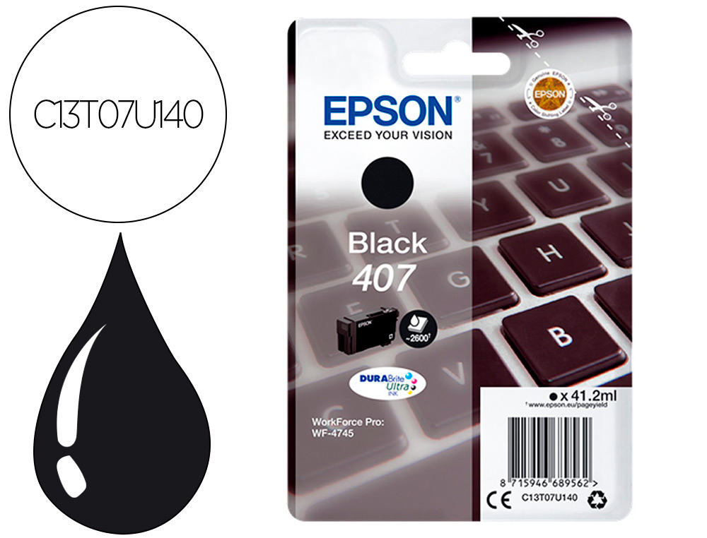 EPSON - Ink-jet 407l clavier wf-4745 series negro 2900 paginas (Ref. C13T07U140)