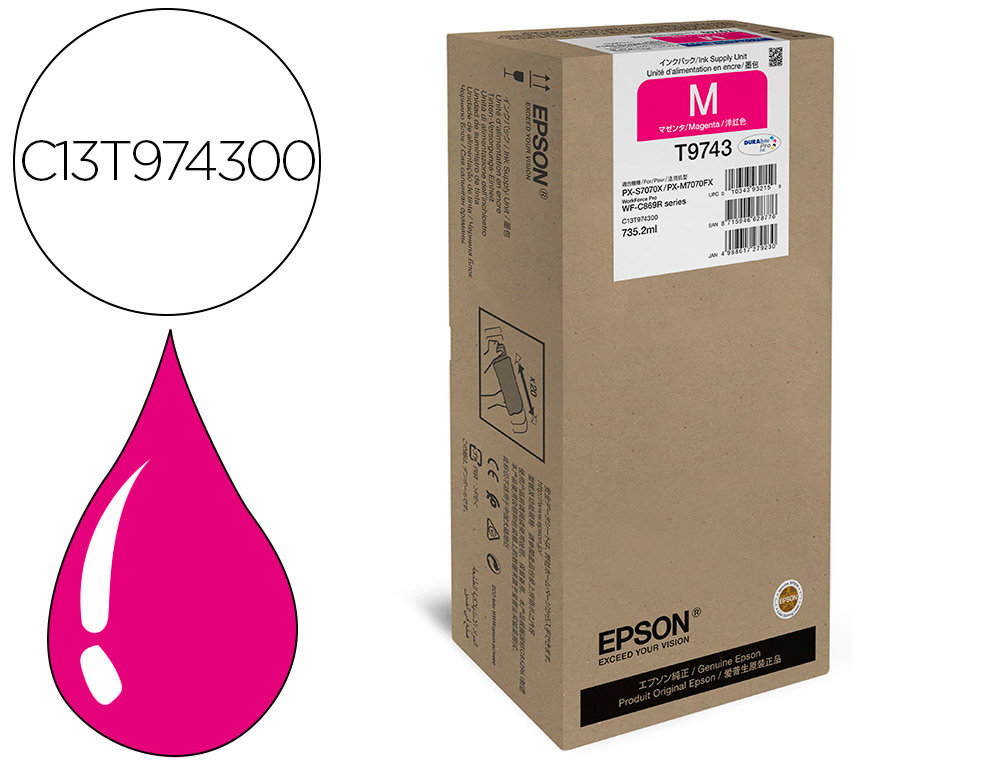 EPSON - Ink-jet workforce pro wf-c869r magenta xxl ink supply unit (Ref. C13T974300)