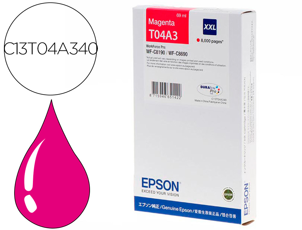 EPSON - Ink-jet wf-c8190 / wf-c8690 xxl magenta (Ref. C13T04A340)