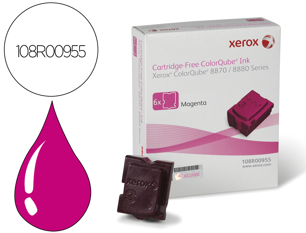 XEROX - Tinta solida e 8870 / 8880 magenta 17300 paginas pack de 6 unidades (Ref. 108R00955)