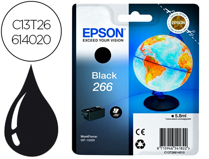 EPSON - Ink-jet 266 wf-100w negro 250 paginas (Ref. C13T26614020)