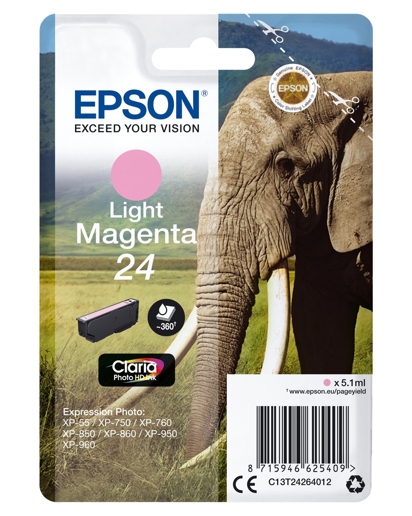 EPSON - cartucho inkjet magenta claro CLARIA PHOTO 24 360P XP-55/7XX/8XX/9XX (Ref.C13T24264012)